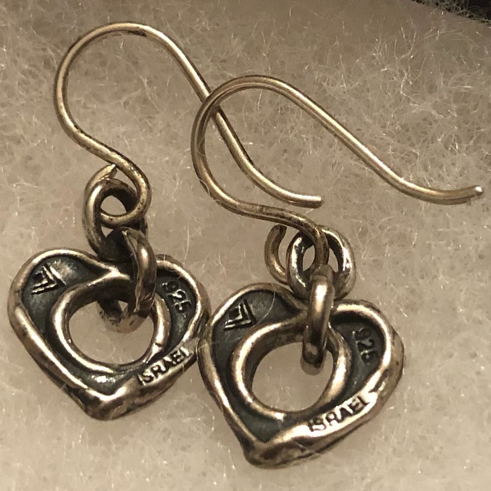 Silpada Artisan Oxidized Sterling Silver Cutout Heart Dangle Earrings W1912 - Picture 10 of 16